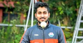 Umar Malik with a ball